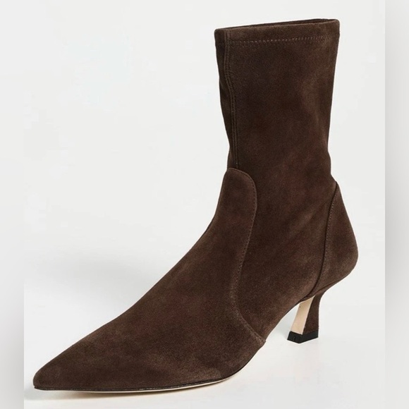 Stuart Weitzman VINNY 50 BROWN STRETCH SUEDE ANKLE BOOT KITTEN HEEL SHOE 8 $650 - Picture 12 of 13